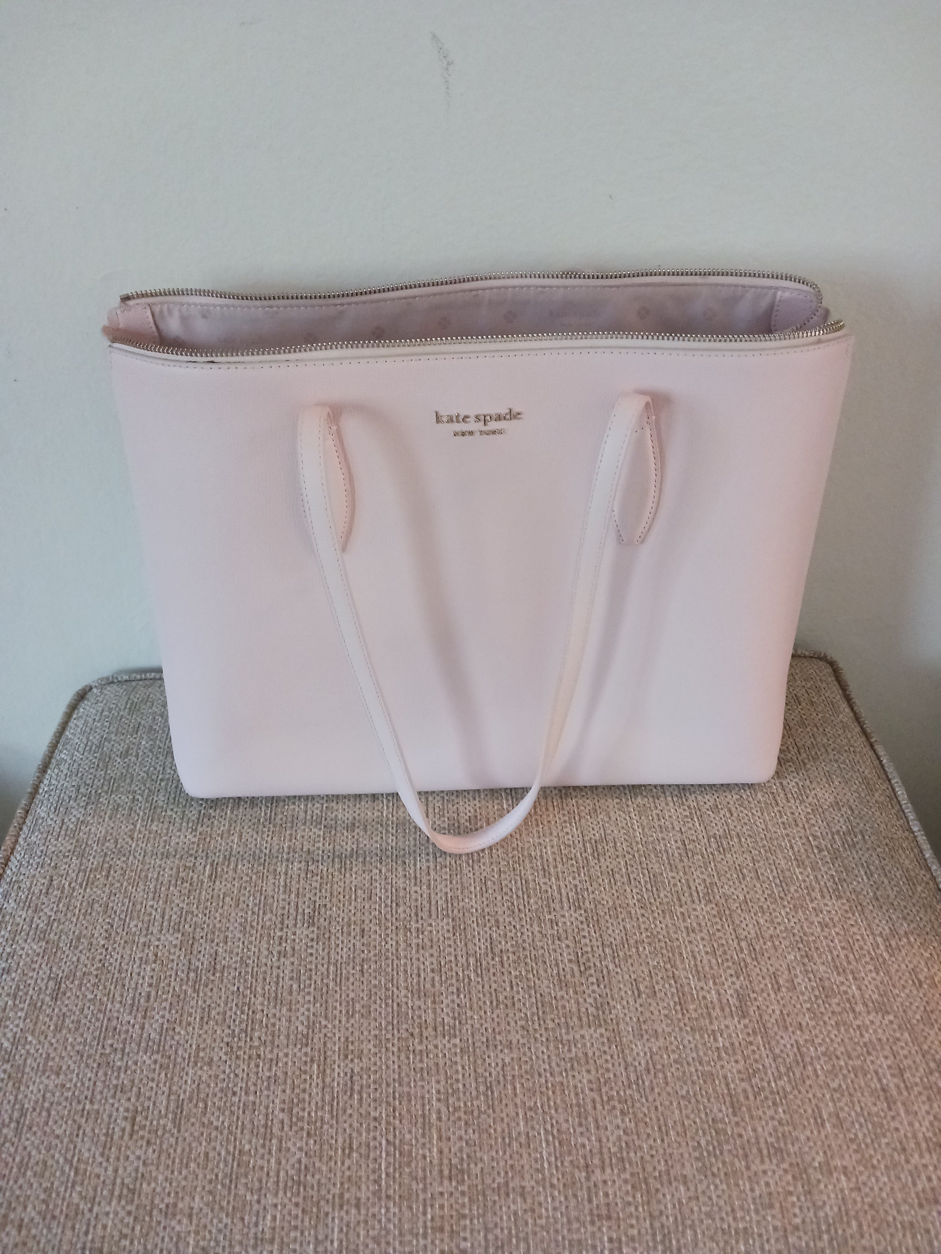 Kate Spade Pale Pink Leather Zip-Top Tote